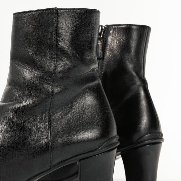 Prada Black Leather Almond-Toe Ankle Boots - Picture 7 of 10